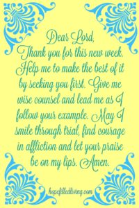 A Prayer As You Begin a New Week